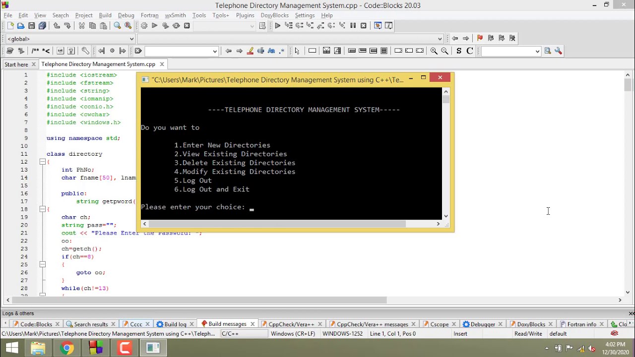 Telephone Directory Management System using C++