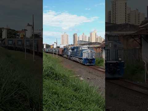 Trem passando por Catanduva com um trem com vagões carregados e vazios #railway #railfans #trains