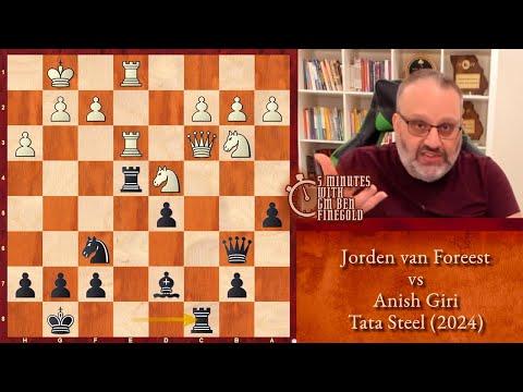 5 Minutes with GM Ben Finegold: van Foreest vs Giri, Tata Steel (2024)