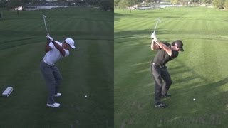 GOLF SWING 2013 - TIGER WOODS LOW LIGHT vs RORY MCILROY - SYNCED ELEVATED DTL & SLOW MOTION - HD