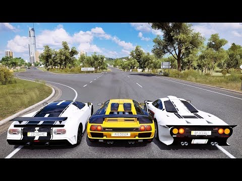 Forza Horizon 3 - G27 - RACHA NO TÚNEL - Bugatti EB110 VS Lamborghini Diablo SV VS McLaren F1 GT
