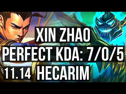 XIN ZHAO vs HECARIM (JUNGLE) | 7/0/5, 70% winrate, Godlike | EUW Master | v11.14