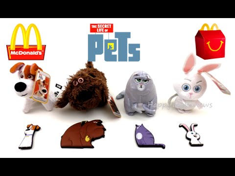 2016 THE SECRET LIFE OF PETS MOVIE MAGNETS McDONALD'S HAPPY MEAL TOYS SET OF 4 PROMO KIDS COLLECTION Video