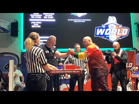 IFA Worlds 2022 Dieppe France Armwreslting competition right hand +105 Mindaugas Dulskas