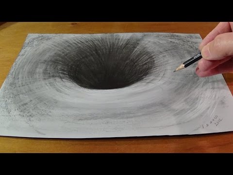Drawing a 3D Black Hole - How to Draw Round Hole - Anamorphic Trick Art