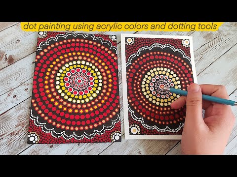 EASY Dot painting using Acrylic colors and dotting tools. You can paint this too. #dotpaintings