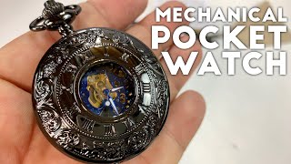 Double Cover Skeleton Mechanical Movement Pocket Watch Review