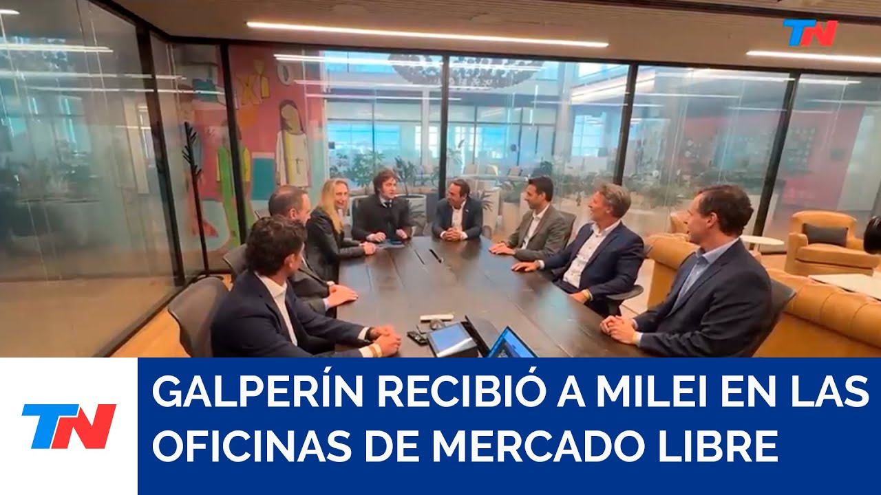 Marcos Galperín recibió al presidente Javier Milei en las oficinas de Mercado Libre