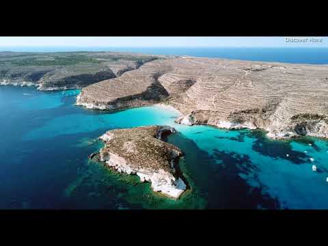 Aerial view of the island of Lampedusa,  Drone Footage Sicily, Italy 4K   #isola #conigli