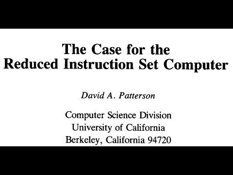 Read a paper: The case for the reduced instruction set computer
