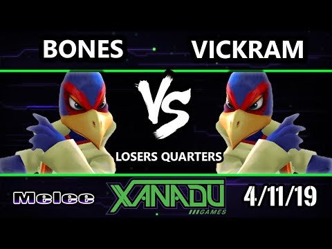 S@X 297 SSBM - Bones (Falco)  Vs. Vickram (Falco) - Smash Melee Losers Quarters