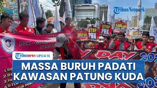 Peringatan May Day 2026 di Monas, Gelombang Massa Buruh Kepung Kawasan Patung Kuda