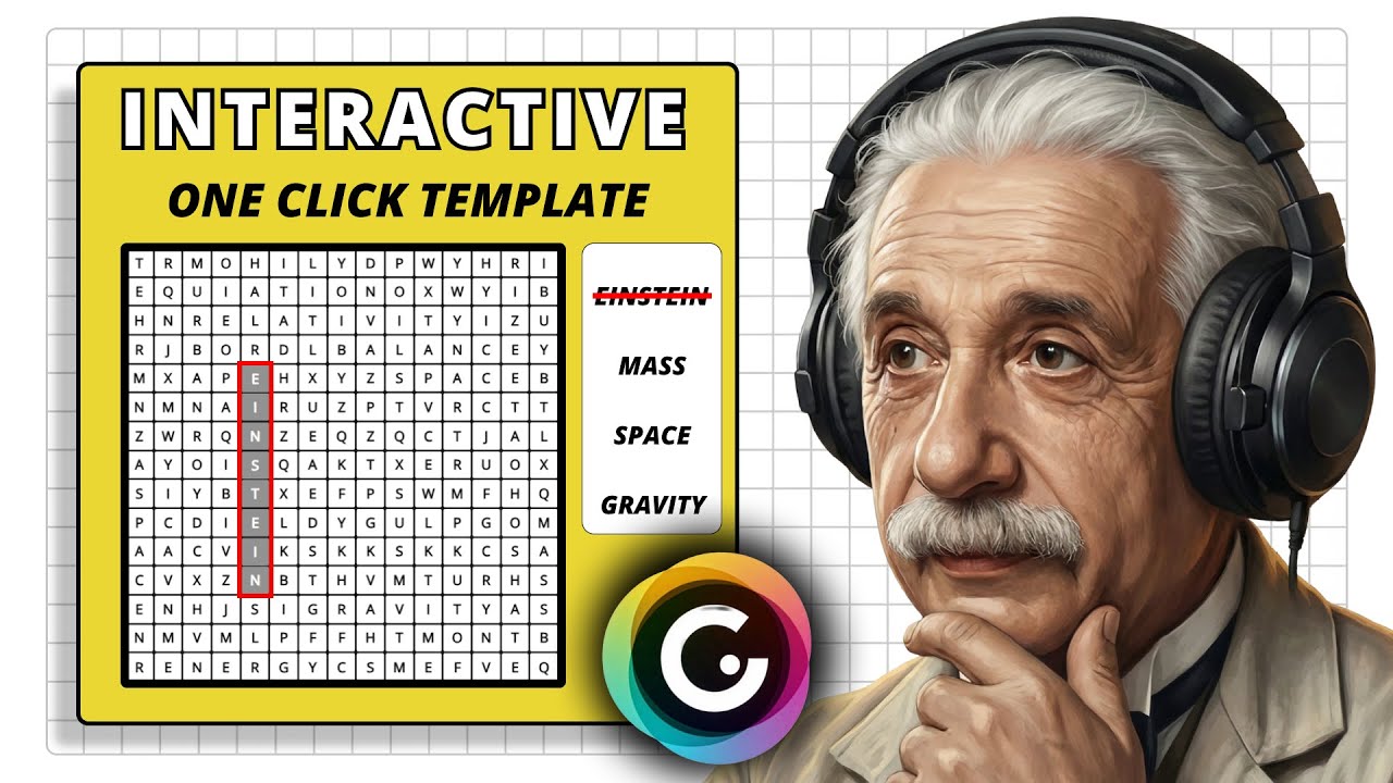 EINSTEIN INTERACTIVE WORD SEARCH in GENIALLY 🤯  FREE Template + Full Tutorial