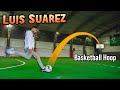 Can Luis Suarez score into a basketball hoop from 35m away?