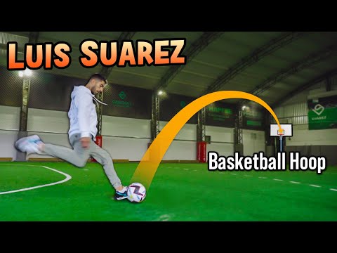 Can Luis Suarez score into a basketball hoop from 35m away?