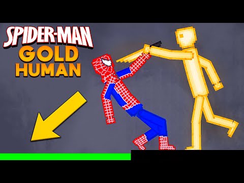 Spiderman vs Gold Human on Acid Sea in People Playground