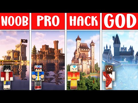 EPIC Castle Battle: Noob vs Pro vs Hacker vs God!