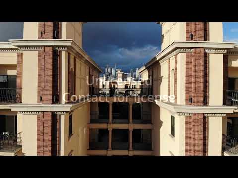 4K Lorenzo Apartments Downtown Los Angeles City Noon Aerial Flight