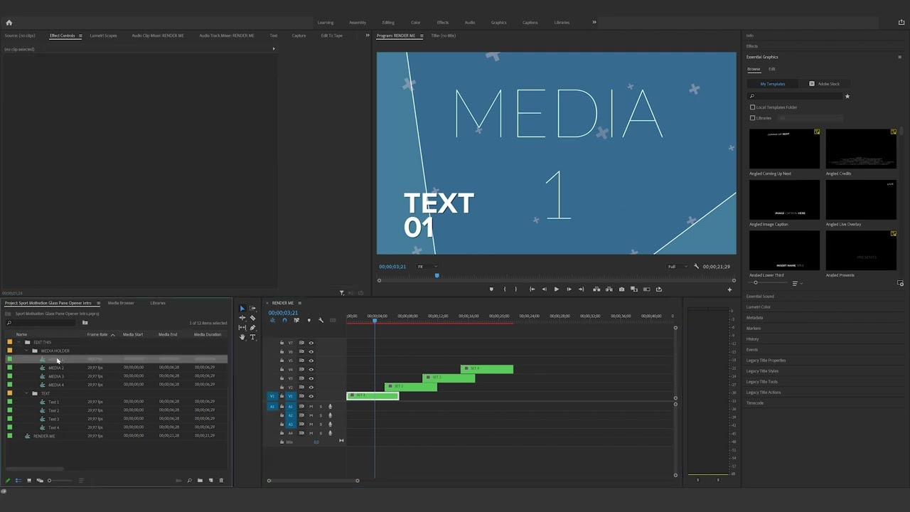 How to edit the Sport Motivation Glass Pane Opener Intro in Premiere Pro