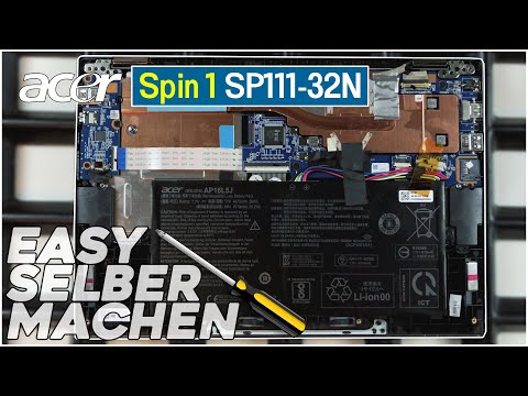 Acer Spin 1 (SP111-32N) von Innen - RAM, SSD, Akku, Lüfter wechseln - Tutorial