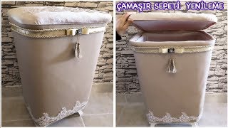 Kadife Kumaş İle Ayaklı Çamaşır Sepeti Yapımı | Geri Dönüşüm