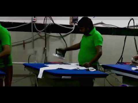 Blue vacuum steam ironing table