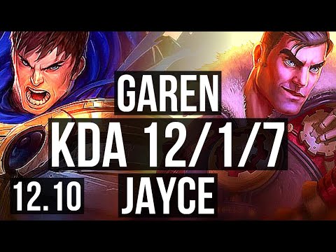 GAREN vs JAYCE (TOP) | 12/1/7, 1.3M mastery, Rank 9 Garen, 500+ games | KR Master | 12.10