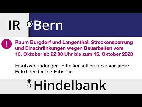 BLS Ansagen • IR35 • Hindelbank – Bern (Bauarbeiten)
