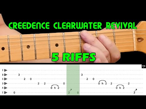 5 Awesome CCR intro riffs you can play along with RIGHT NOW - Guitar lesson (with tabs) Video