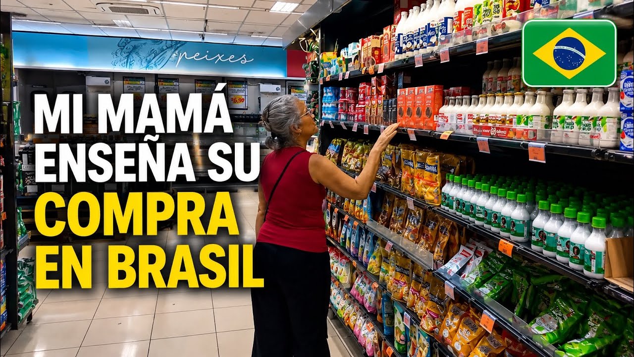 Compra Semanal en Brasil 🇧🇷 vs España 🇪🇸. Mi mamá reacciona a supermercado fuera de Cuba…