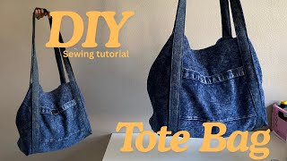 DIY Tote bag from Old Denim(Upcycling Sewing Project)