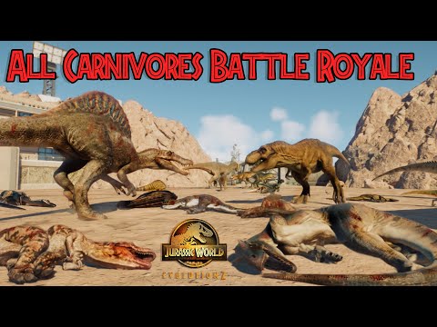 ALL CARNIVORES DINOSAURS EPIC BATTLE ROYAL- SAN DIEGO ARENA - JURASSIC WORLD EVOLUTION 2