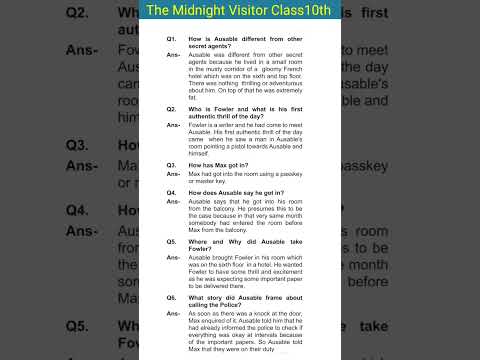 The Midnight Visitor | Question answer #Class10th English| #Short | #ytshorts