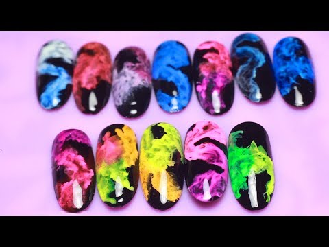 Rainbow Smoke Nail Art - 3 different methods! Video