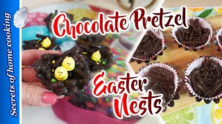 Make These ADORABLE Chocolate Pretzel Easter Nests
