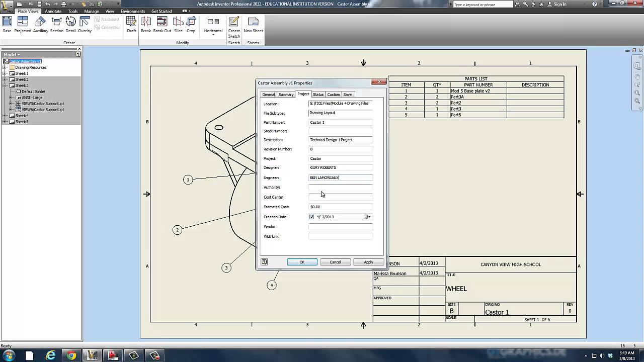 Inventor - Using a titleblock