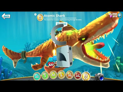 Hungry Shark World - Atomic Shark Unlocked Bigger, Stronger & Faster - All 38 Sharks Unlocked
