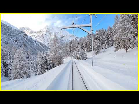Chur; cab ride after over 1 meter snowfall [12.2020 ★ 4K 🇨🇭Samedan - Albulabahn
