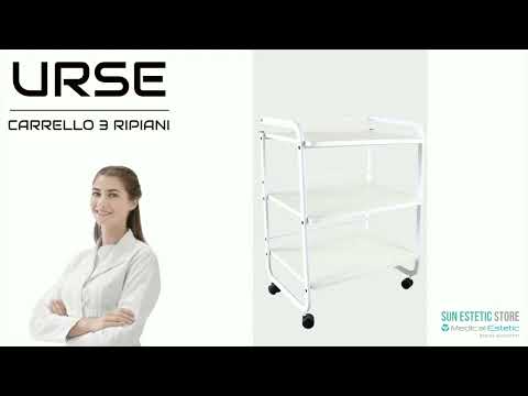 URSE Carrello in metallo con 3 ripiani in legno