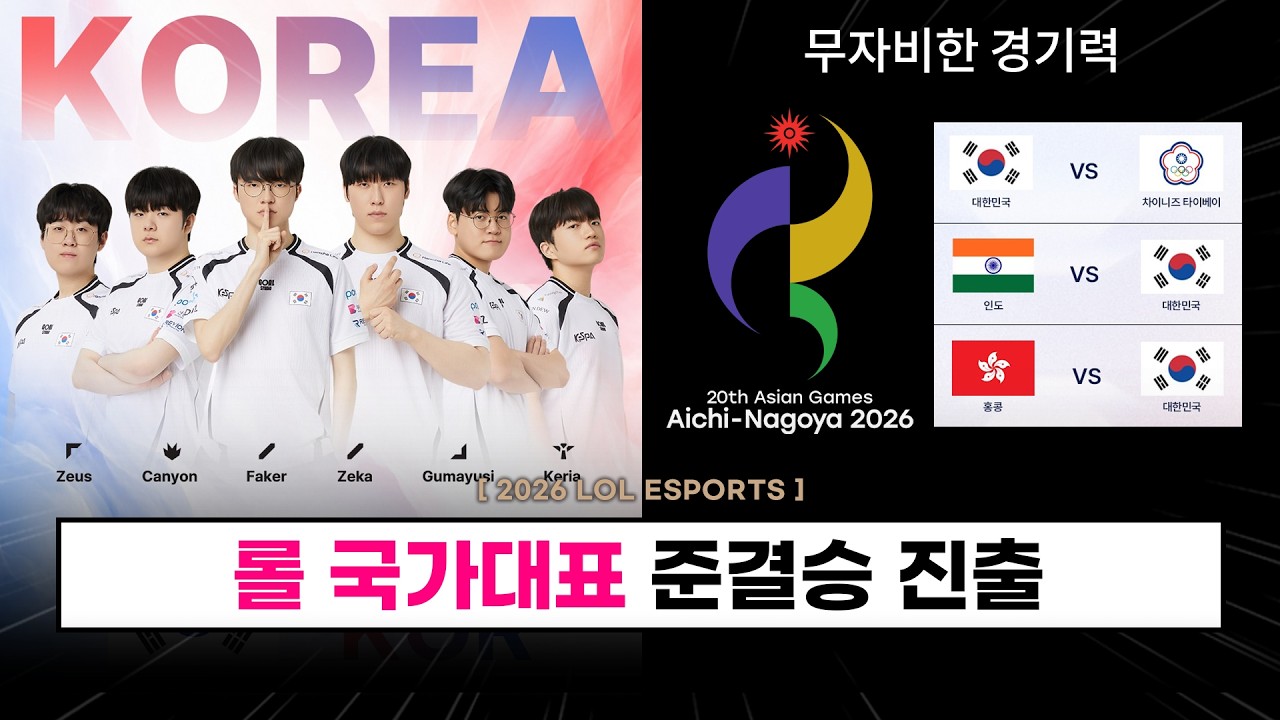 【LCK】 제카, 페이커 번갈아 출전! 롤 대한민국 3연승, 준결승 진출 / 아시안 게임 1일차 - 롤 이스포츠