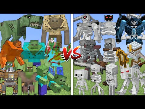 TUTTI I GOLEM DI NEVE MUTANTI VS TUTTI I MOB DELL'ALLEANZA DEGLI SCHELETRI MUTANTI IN MINECRAFT