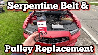 HOW TO CHANGE YOUR SERPENTINE BELT, IDLER PULLEYS, AND TENSIONER ON YOUR DODGE CHARGER 5.7L HEMI V8!