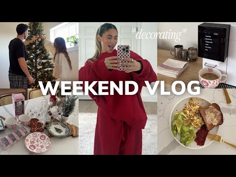WEEKEND VLOG ❥ putting up christmas tree, home goods shopping & haul, cozy decorating!!!