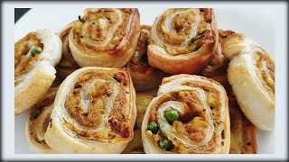 Puff pastry samosa pinwheels | Indian style potato filling | Vegeterian | Baked | einfach_living