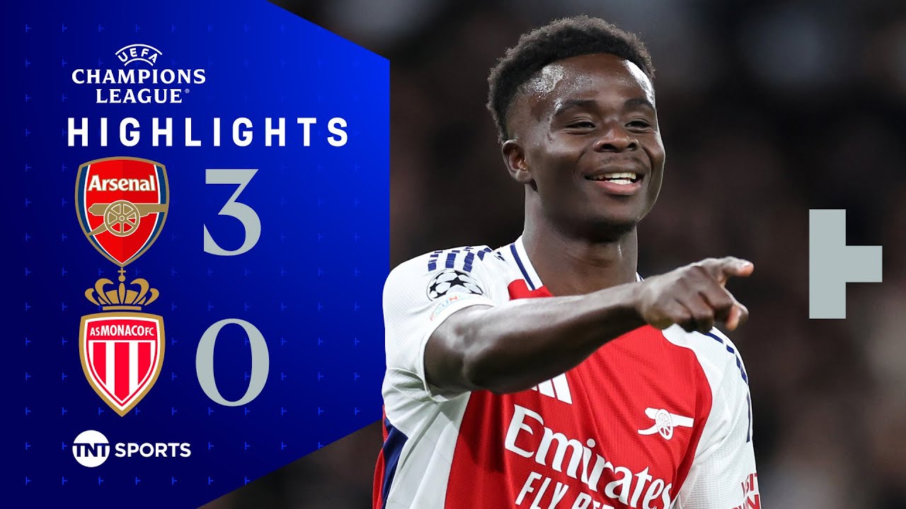 Bukayo Saka At The Double! ❤️ | Arsenal 3-0 Monaco | UEFA Champions League Highlights