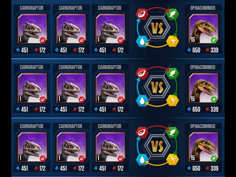 CARNORAPTOR VS OPHIACOMIMUS II Jurassic World The Game II Dinosaurs Game