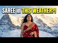 4K Indian AI Saree Lookbook In Swiss Alps Cinematic Snow Fashion Film