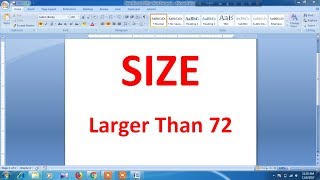 How to make font size larger than 72 in MS Word
