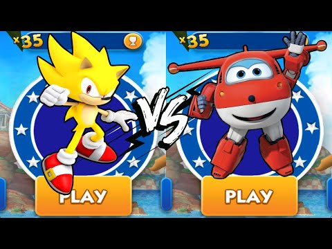Sonic Dash vs Super Wings Jett Run - Super Sonic vs All Bosses Zazz Eggman All Characters Unlocked