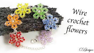 Wire crochet flower tutorial ⎮ For bracelet, necklace and earrings 🌸